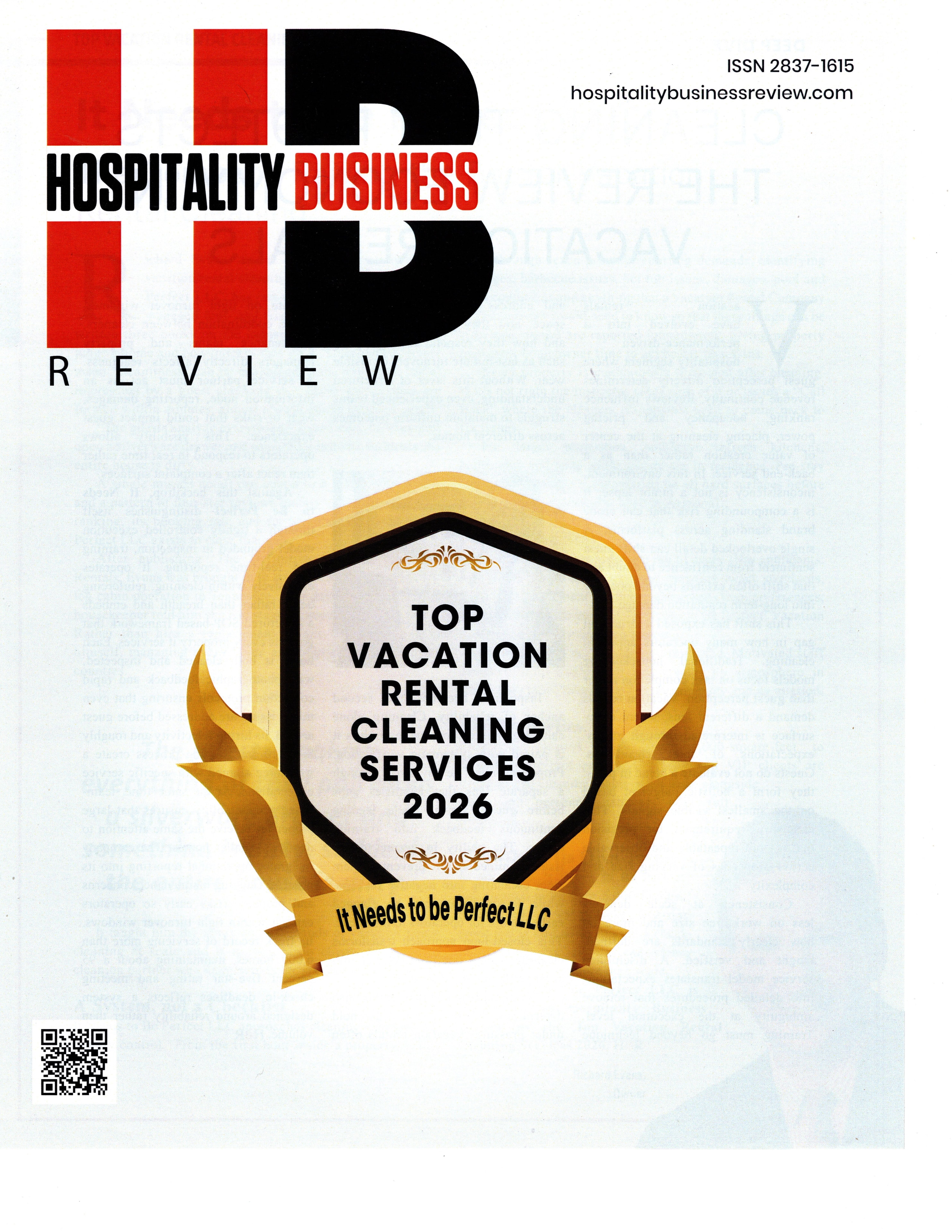 Hospitality Business Review — Top Vacation Rental Cleaning Services 2026 awarded to It Needs to be Perfect LLC